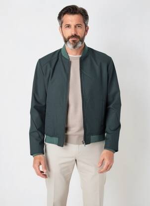 Geacă finisaj interior căptușeală satinată verde PIERRE TALAMON bărbat