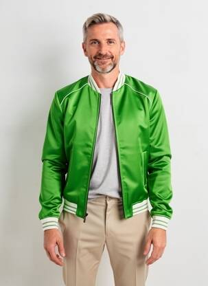 Geacă finisaj interior căptușeală satinată verde PIERRE TALAMON bărbat