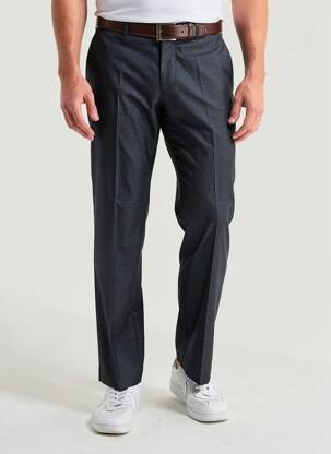 Pantalon drept talie cu cleme mărime normală albastru PIERRE TALAMON bărbat