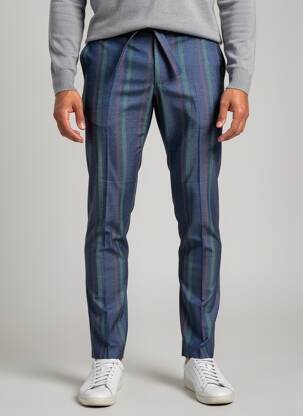 Pantalon slim țesătură poplin mărime normală albastru PIERRE TALAMON bărbat