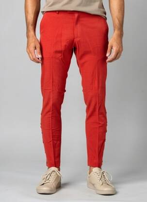 Pantalon slim talie cu cleme mărime normală roșu PIERRE TALAMON bărbat