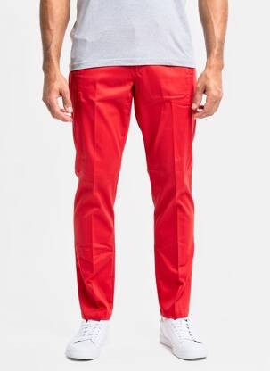 Pantalon chino țesătură poplin mărime normală roșu PIERRE TALAMON bărbat