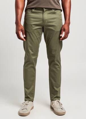 Pantalon slim țesătură poplin mărime normală verde PIERRE TALAMON bărbat