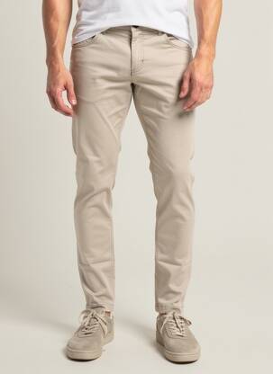 Pantalon slim țesătură poplin mărime normală bej PIERRE TALAMON bărbat