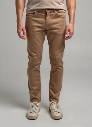 Pantalon slim țesătură poplin mărime normală maro PIERRE TALAMON bărbat