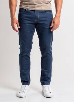 Pantalon slim țesătură poplin mărime normală albastru PIERRE TALAMON bărbat