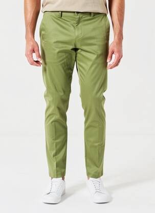 Pantalon slim țesătură poplin mărime normală verde PIERRE TALAMON bărbat
