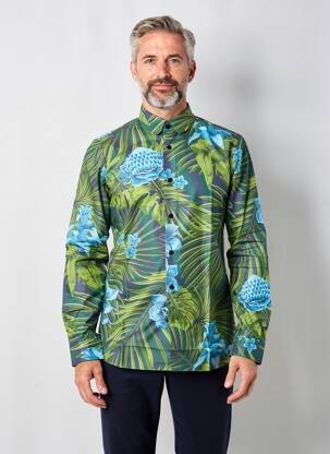 Cămașă cu mâneci lungi croială cambrată verde PIERRE TALAMON bărbat