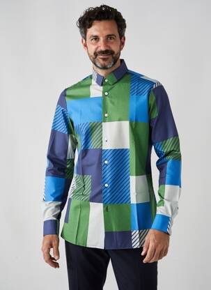 Cămașă cu mâneci lungi imprimeu fantezie albastru PIERRE TALAMON bărbat