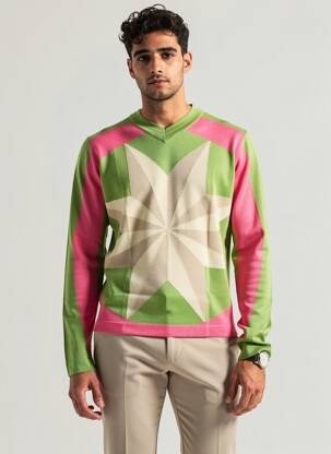 Pulover elasticitate mâneci lungi verde PIERRE TALAMON bărbat