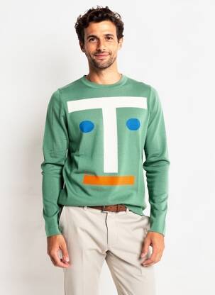 Pulover elasticitate mâneci lungi verde PIERRE TALAMON bărbat