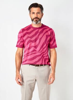 Tricou croială cambrată mâneci scurte roz PIERRE TALAMON bărbat