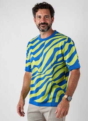 Tricou croială cambrată mâneci scurte albastru PIERRE TALAMON bărbat