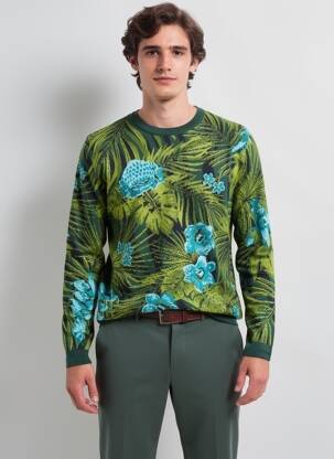 Pulover elasticitate mâneci lungi verde PIERRE TALAMON bărbat