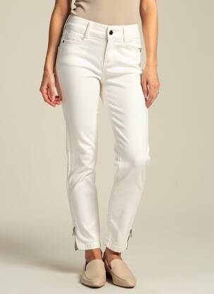 Pantalon slim țesătură poplin mărime normală alb LPB LES PETITES BOMBES  femeie