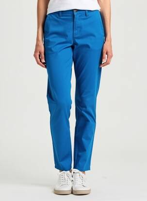 Pantalon chino țesătură poplin mărime normală albastru HAPPY femeie