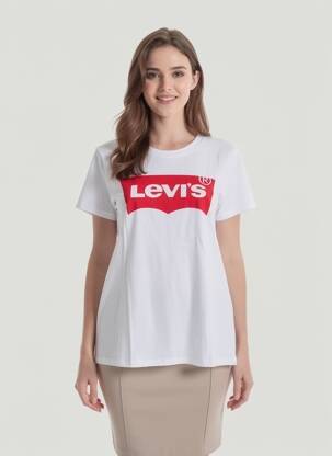 Tricou serigrafie flockată mâneci scurte alb LEVI'S femeie