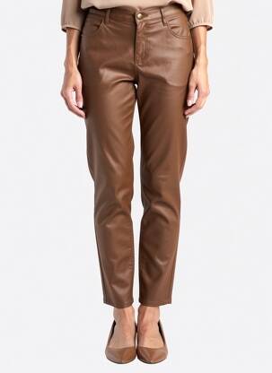 Pantalon slim țesătură acoperită mărime normală maro MOLLY BRACKEN femeie
