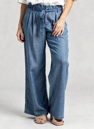 Pantalon larg talie cu cleme mărime normală albastru LPB LES PETITES BOMBES  femeie
