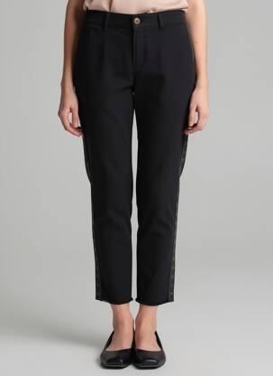 Pantalon 7/8 elasticitate mărime normală negru HAPPY femeie