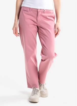 Pantalon chino țesătură poplin mărime normală roz MUSE femeie