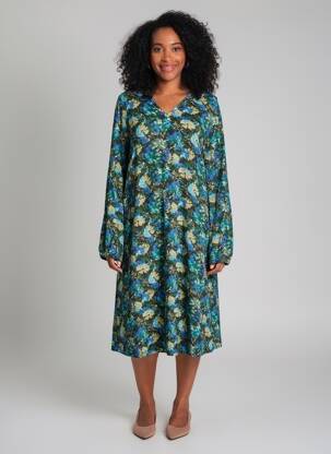 Rochie midi imprimeu floral mâneci lungi albastru AGATHE & LOUISE femeie