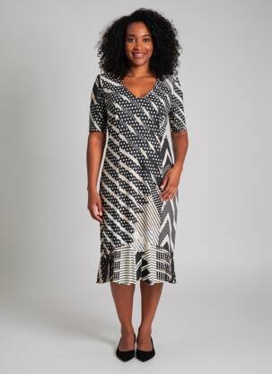 Rochie midi mâneci scurte mâneci scurte negru EROKE femeie