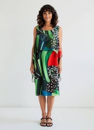 Rochie midi croială fluidă fără mâneci negru EROKE femeie