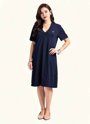 Rochie midi mâneci scurte mâneci scurte albastru DELAHAYE femeie