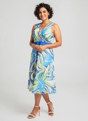 Rochie midi croială fluidă fără mâneci albastru ESTEL COLLECTION femeie