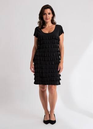Rochie midi mâneci scurte mâneci scurte negru FRANK LYMAN femeie