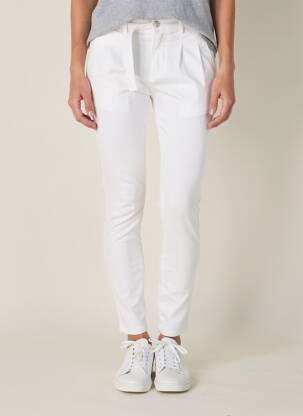 Pantalon slim talie elastică mărime normală alb R.DISPLAY femeie
