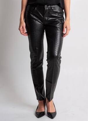 Pantalon slim elasticitate mărime normală negru PLACE DU JOUR femeie