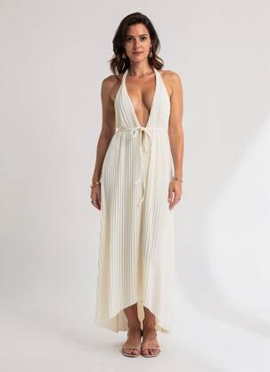Rochie lungă fără mâneci fără mâneci bej LA PERLA femeie