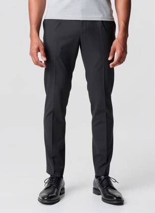 Pantalon slim talie cu cleme mărime normală negru KAMAO bărbat