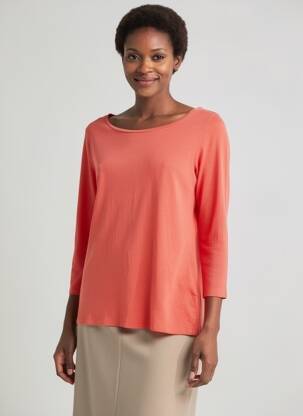 Tricou mâneci 3/4 mâneci 3/4 portocalie MAJESTIC FILATURES femeie