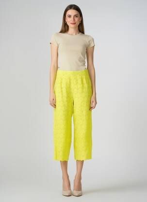 Pantalon 7/8 talie cu cleme mărime normală galben MARINA V femeie