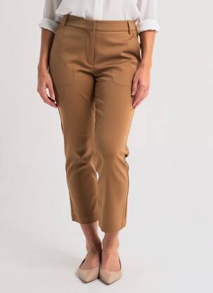 Pantalon 7/8 talie cu cleme mărime normală maro MARINA V femeie
