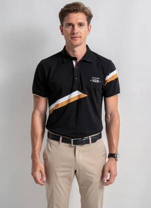 Polo țesătură jersey mâneci scurte negru CAMBERABERO bărbat