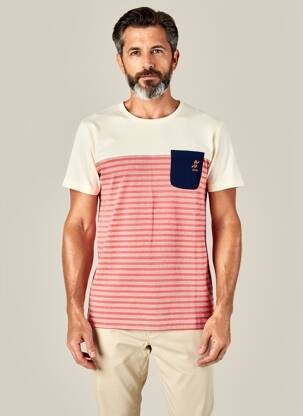 Tricou croială cambrată mâneci scurte bej ELLE EST OU LA MER bărbat