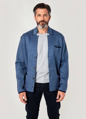 Vestă cu mâneci lungi țesătură melanj albastru MARVELIS bărbat