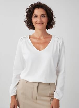 Tricou mâneci lungi mâneci lungi alb ANDAM femeie