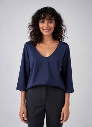 Tricou mâneci 3/4 mâneci 3/4 albastru YERSE femeie