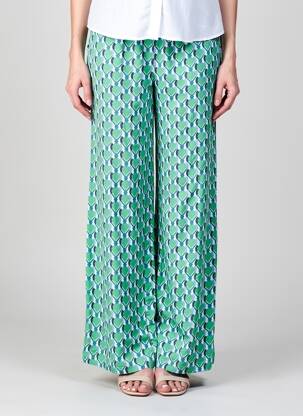 Pantalon larg țesătură poplin mărime normală verde LA VIE EST BELLE femeie