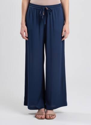 Pantalon larg țesătură poplin mărime normală albastru LOLA ESPELETA femeie