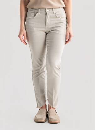 Pantalon slim țesătură poplin mărime normală bej PARA MI femeie