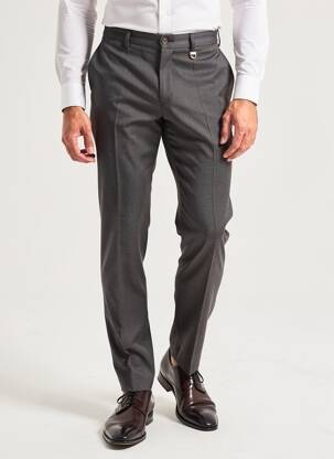 Pantalon slim țesătură melanj mărime normală maro LUCAN bărbat