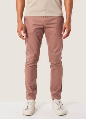 Pantalon chino țesătură poplin mărime normală roz LCDN bărbat