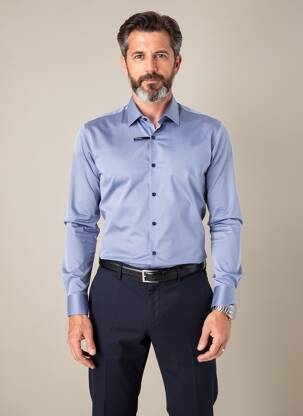 Cămașă cu mâneci lungi croială dreaptă albastru REDMOND bărbat
