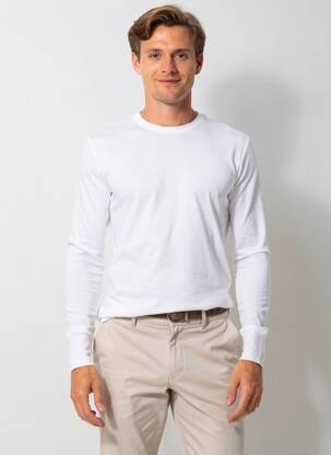 Tricou croială cambrată mâneci lungi alb JET bărbat
